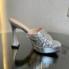 Replica Gucci Platform Slide Metallic Leather Sandal with Studs 740425