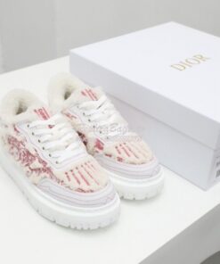 Replica Dior Addict Sneaker Rose Des Vents Toile de Jouy Embroidered N