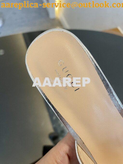 Replica Gucci Platform Slide Metallic Leather Sandal with Studs 740425 8