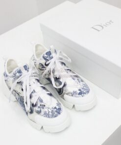 Replica Dior D-Connect Sneaker Deep Blue Toile de Jouy Technical Fabri