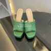 Replica Gucci Platform Slide Leather Sandal with Studs 740425 Black 11