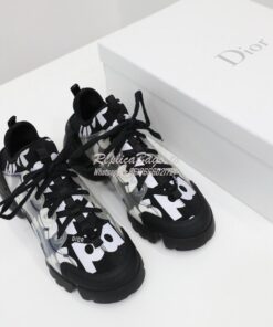 Replica Dior D-Connect Sneaker Black Spatial Printed Reflective Techni