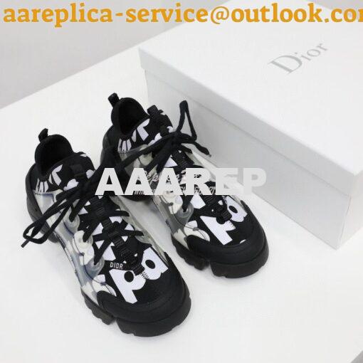 Replica Dior D-Connect Sneaker Black Spatial Printed Reflective Techni