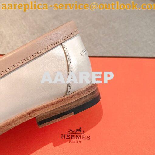 Replica Hermes Destin Loafer Smooth Calfskin H231065Z Multicolor Blanc 9