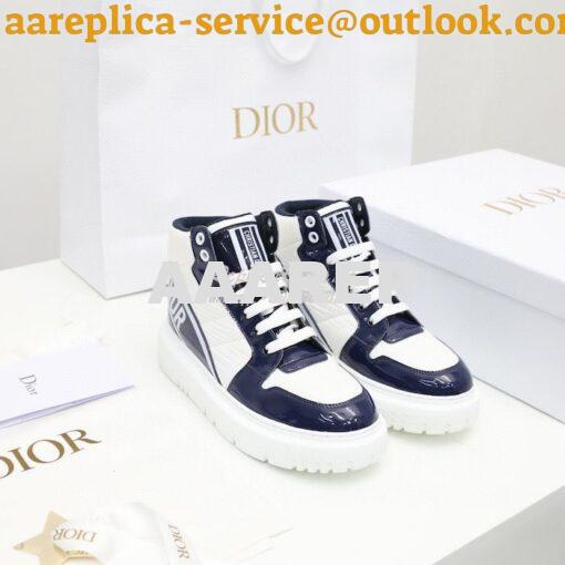 Replica Dior D-Player Sneaker White Blue Quilted Nylon KCK315N