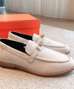 Replica Hermes Destin Loafer Suede Goatskin H231065Z Blanc