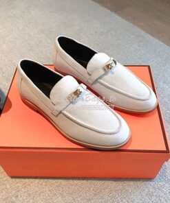 Replica Hermes Destin Loafer Suede Goatskin H231065Z Blanc 2