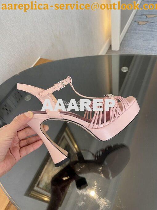 Replica Gucci GG-Chain Leather Sandals 746614 Pink 9