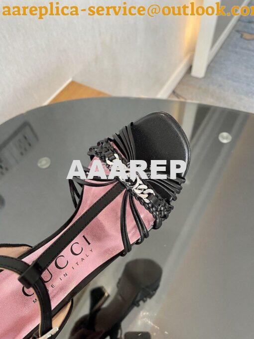 Replica Gucci GG-Chain Leather Sandals 746614 Black 6