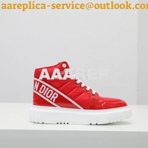 Replica Dior D-Player Sneaker Red Quilted Nylon KCK315N 4