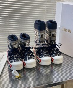 Replica DiorAlps Snow Ankle Boot Deep Blue Dior Oblique Shiny Nylon KC