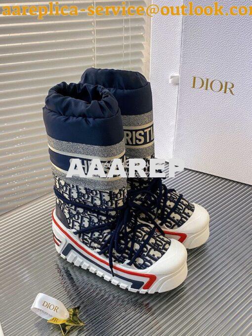 Replica DiorAlps Snow Ankle Boot Deep Blue Dior Oblique Shiny Nylon KC 3
