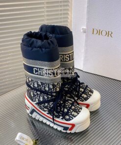 Replica DiorAlps Snow Boot Deep Blue Dior Oblique Shiny Nylon KCI684O 2