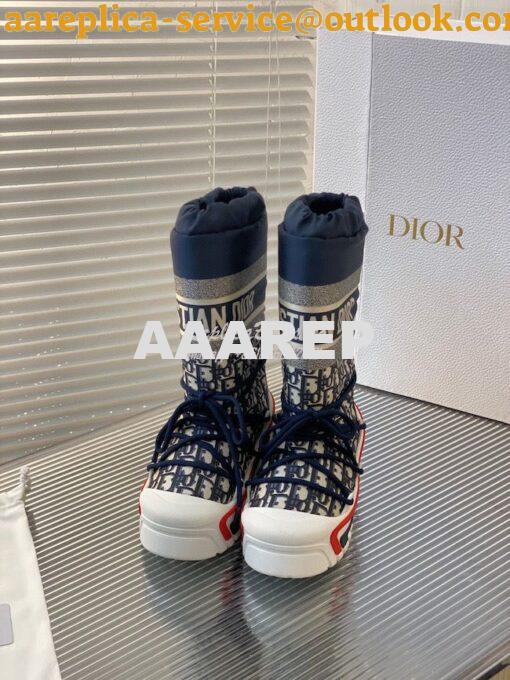 Replica DiorAlps Snow Ankle Boot Deep Blue Dior Oblique Shiny Nylon KC 8