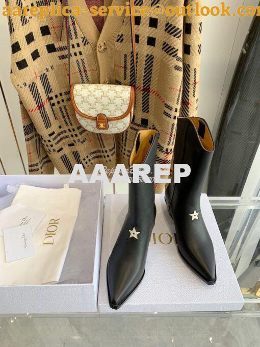 Replica Dior L.A. Star Black Leather Ankle Boots 35M10I