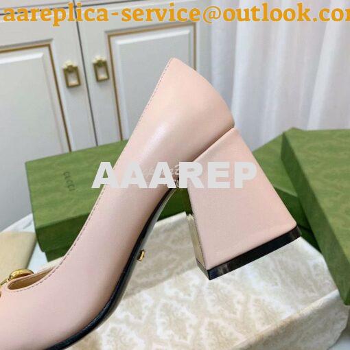 Replica Gucci Women's Mid-heel Pump With Horsebit 643886 Light Pink 8