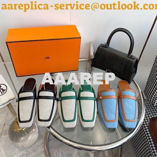 Replica Hermes Groupie Mule H231054Z in H canvas and calfskin