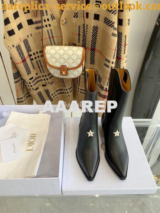 Replica Dior L.A. Star Black Leather Ankle Boots 35M10I 3