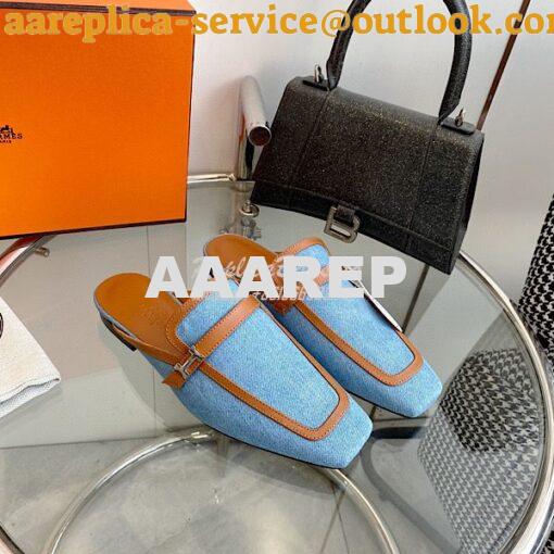 Replica Hermes Groupie Mule H231054Z in H canvas and calfskin 3