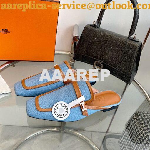 Replica Hermes Groupie Mule H231054Z in H canvas and calfskin 4