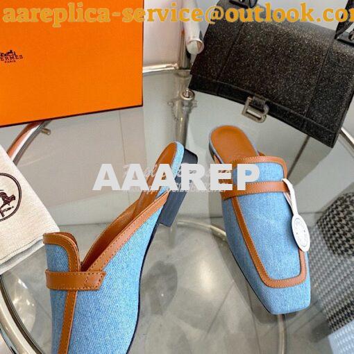 Replica Hermes Groupie Mule H231054Z in H canvas and calfskin 5