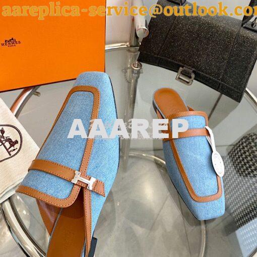 Replica Hermes Groupie Mule H231054Z in H canvas and calfskin 6