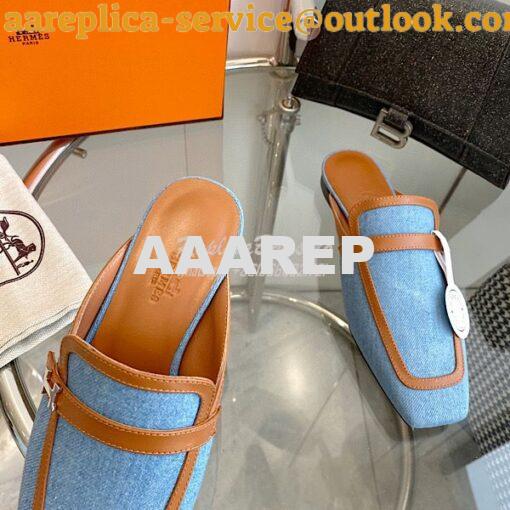 Replica Hermes Groupie Mule H231054Z in H canvas and calfskin 7