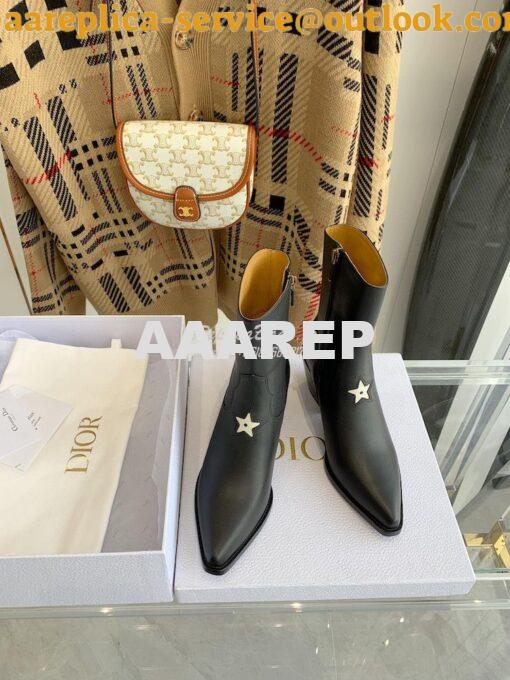 Replica Dior L.A. Star Black Leather Ankle Boots 55M8I