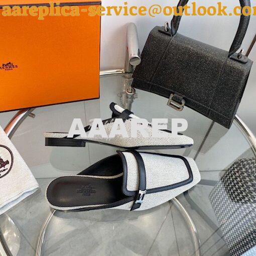 Replica Hermes Groupie Mule H231054Z in H canvas and calfskin 10