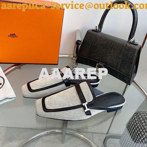 Replica Hermes Groupie Mule H231054Z in H canvas and calfskin 11