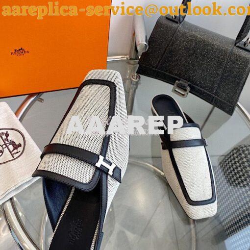 Replica Hermes Groupie Mule H231054Z in H canvas and calfskin 12