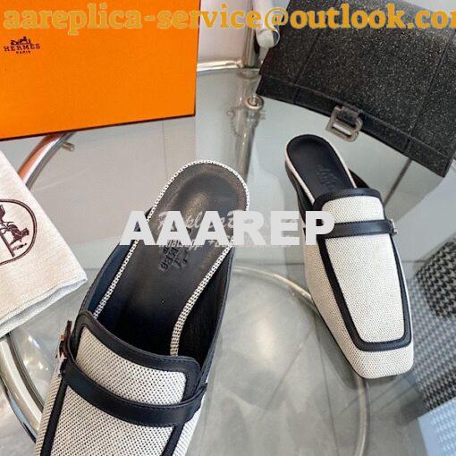 Replica Hermes Groupie Mule H231054Z in H canvas and calfskin 14