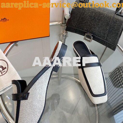 Replica Hermes Groupie Mule H231054Z in H canvas and calfskin 15