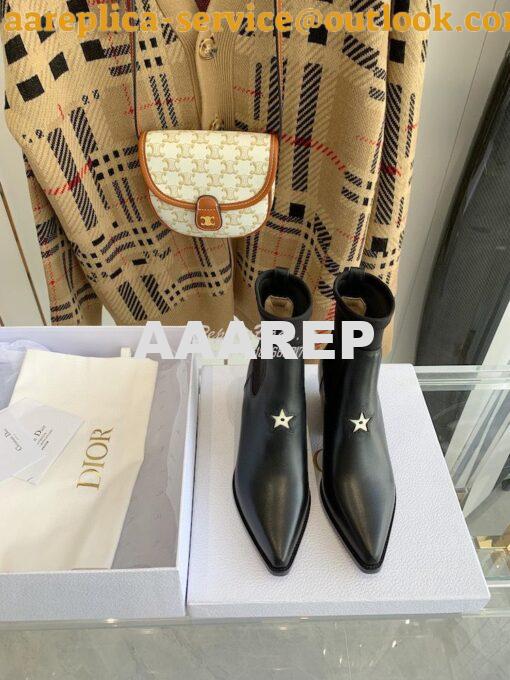 Replica Dior L.A. Star Black Leather Ankle Boots 55M6I