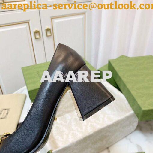 Replica Gucci Women's Mid-heel Pump With Horsebit 643886 Black 7