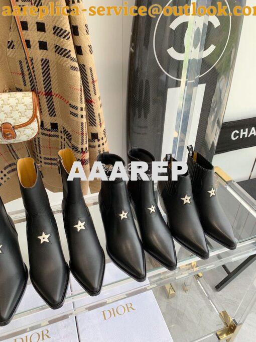 Replica Dior L.A. Star Black Leather Ankle Boots 55M6I 2