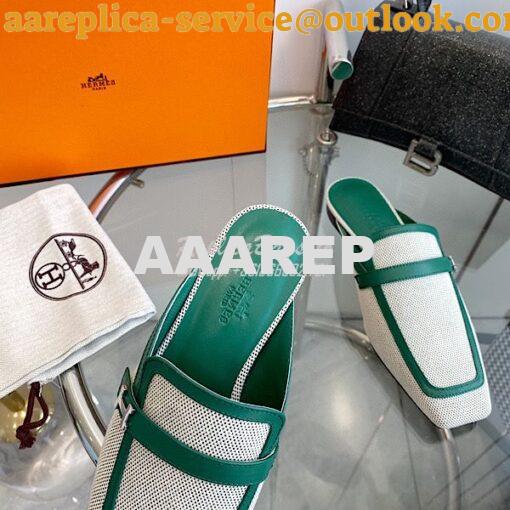 Replica Hermes Groupie Mule H231054Z in H canvas and calfskin 18