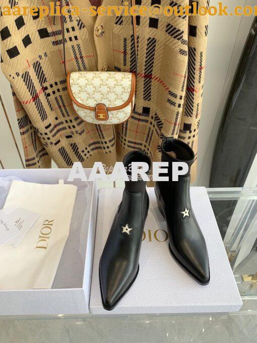 Replica Dior L.A. Star Black Leather Ankle Boots 55M6I 3