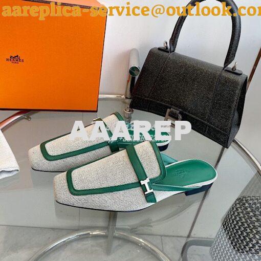 Replica Hermes Groupie Mule H231054Z in H canvas and calfskin 19