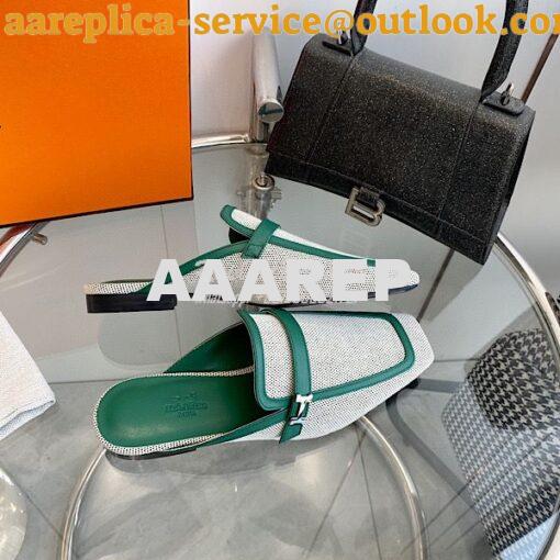 Replica Hermes Groupie Mule H231054Z in H canvas and calfskin 22
