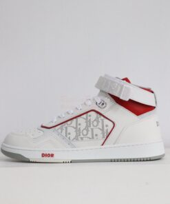 Replica Dior B27 Mid-Top Sneaker Red and White Smooth Calfskin with Wh 2