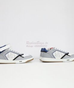 Replica Dior B27 Mid-Top Sneaker Blue, Gray and White Smooth Calfskin