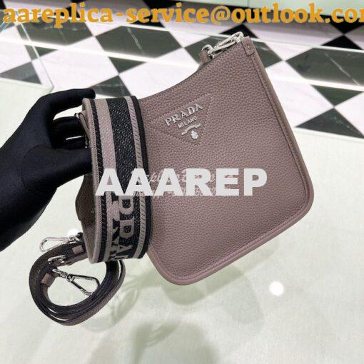 Replica Prada Leather Mini Shoulder Bag 1BH191 Clay Gray 2
