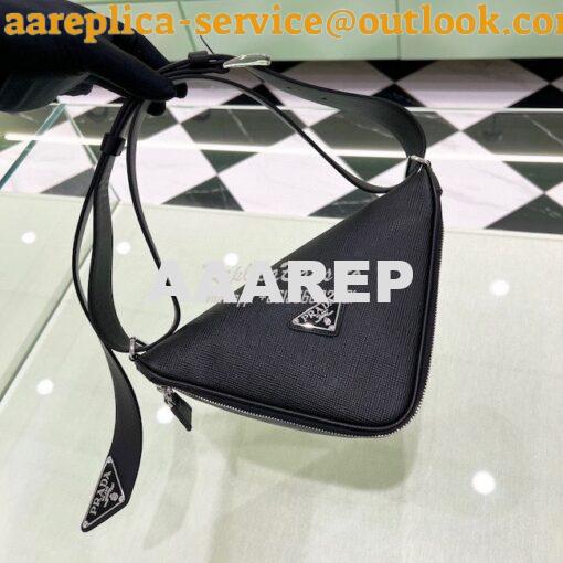 Replica Prada Triangle Saffiano Leather Belt Bag 2VL039 Black 3