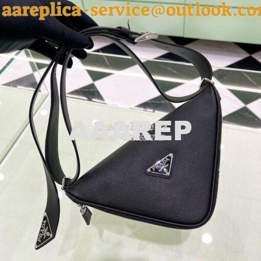 Replica Prada Triangle Saffiano Leather Belt Bag 2VL039 Black 4