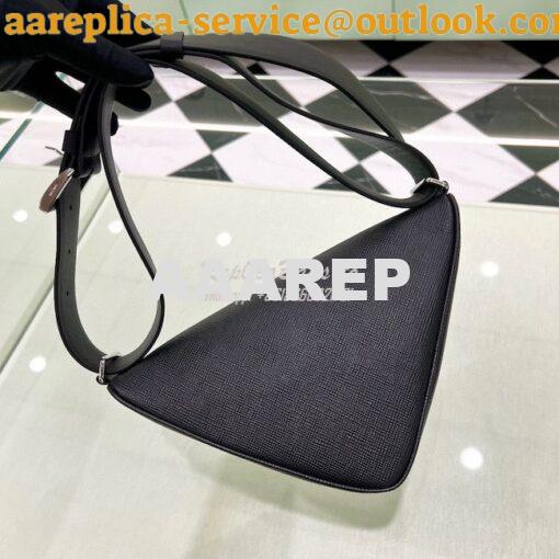 Replica Prada Triangle Saffiano Leather Belt Bag 2VL039 Black 5