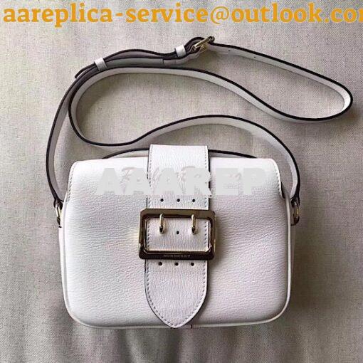 Replica Burberry The Small Buckle Crossbody Bag in Leather White 4