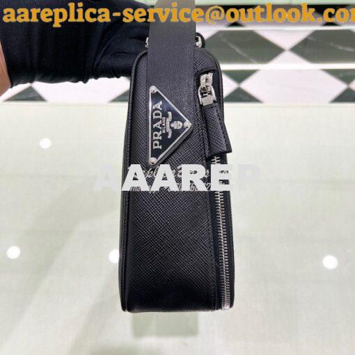 Replica Prada Triangle Saffiano Leather Belt Bag 2VL039 Black 6