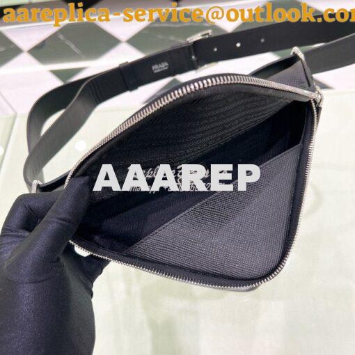 Replica Prada Triangle Saffiano Leather Belt Bag 2VL039 Black 9