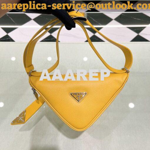 Replica Prada Triangle Saffiano Leather Belt Bag 2VL039 Yellow